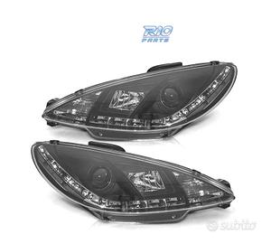 FARI PEUGEOT 206 98-08 LUCE DIURNA LED REALE FONDO