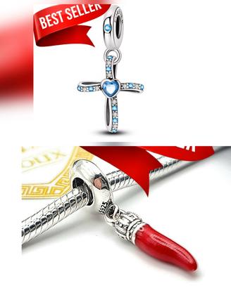 set 2 charm croce + cornicello