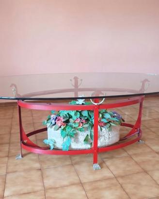 Tavolo ovale in cristallo