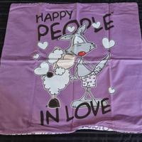 Federa quadrata cotone 60x60 Happy People in Love