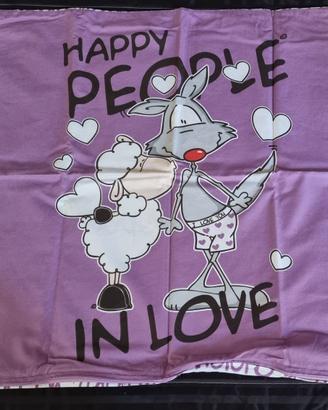 Federa quadrata cotone 60x60 Happy People in Love