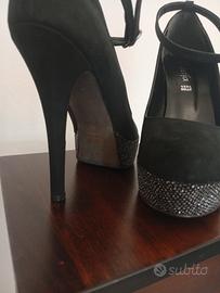 scarpe nere con plateau e tacco 13cm