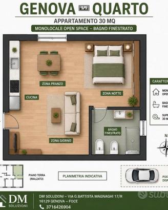 Quarto monolocale arredato a pochi passi dal mare