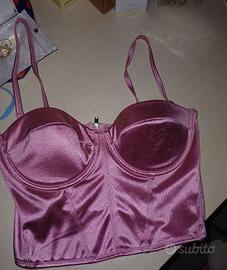 top corsetto rosa velluto, mai usato