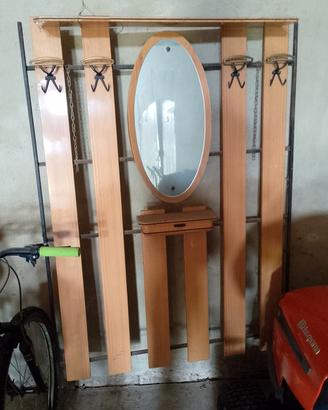 Attaccapanni a muro con specchio