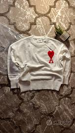 Maglione Ami Paris "Ami de Coeur" - Bianco/Rosso