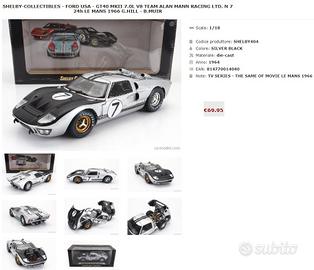 SAFARINO3D Ford GT 40 MKII scala 1/18 die cast