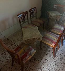 TAVOLO CRISTALLO PIU' SEDIE
