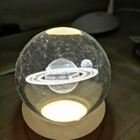 Saturno 3D - Sfera di Cristallo con Luce LED
