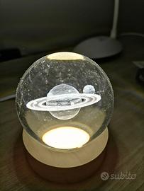 Saturno 3D - Sfera di Cristallo con Luce LED