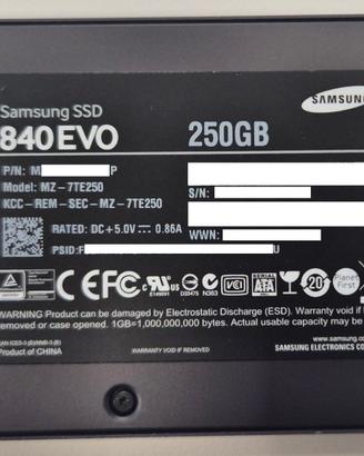 SSD Samsung 840 EVO 250GB 2.5" SATA3 S.M.A.R.T. OK