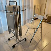 4 sedie acciaio/propilene con carrello