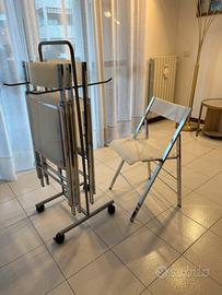 4 sedie acciaio/propilene con carrello