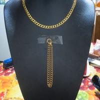 Set collana e bracciale a maglia groumette dorata