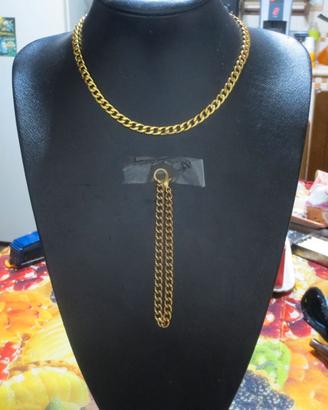 Set collana e bracciale a maglia groumette dorata