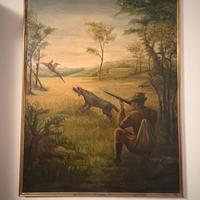 Olio su Tela - Scena di Caccia