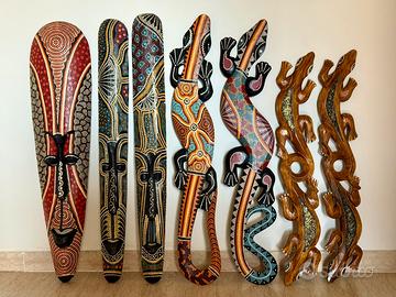 10 PZ. Arredo Etnico Maschere Geco Specchi Tribali