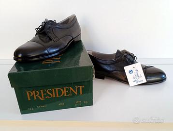 President Scarpe nere lacci pelle cervo NUOVE 40
