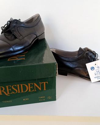 President Scarpe nere lacci pelle cervo NUOVE 40