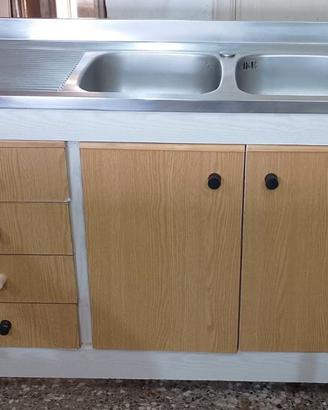 Mobile cucina due ante con lavello inox e cassetti