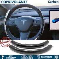 COPRIVOLANTE per TESLA Effetto FIBRA CARBONIO Nero