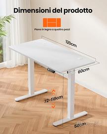 Scrivania Elettrica Regolabile in altezza 120x60