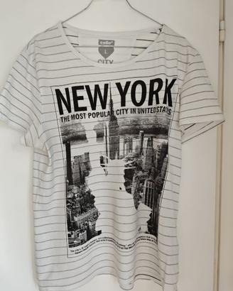 t-shirt uomo bianca a righe New York
