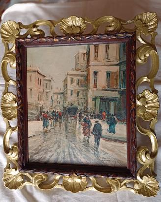 Quadro ad olio con cornice barocca