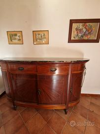Credenza / Madia antica in legno con piano in marm