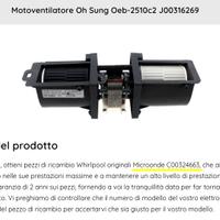 Motoventilatore x forno microonde MP776 IX HA
