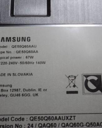 Tv QLED Samsung QE50Q60AAUXZT non funzionante