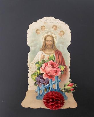 Rarità Vintage Religiosa Biglietto Sagomato Pop-UP