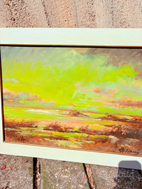 Dipinto " paesaggio al tramonto" con cornice