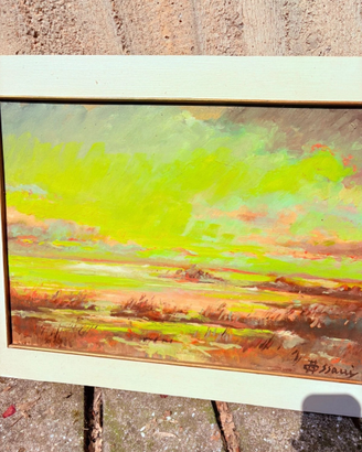Dipinto " paesaggio al tramonto" con cornice