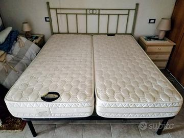 Letto 160x190 Metallo con doghe 2 Materassi 80x190