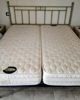 Letto 160x190 Metallo con doghe 2 Materassi 80x190