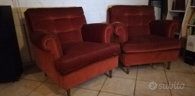 Coppia di poltrone vintage anni '70 in tessuto