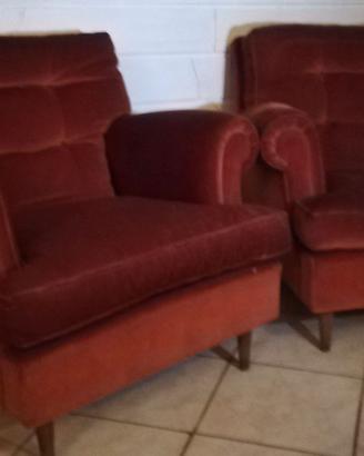 Coppia di poltrone vintage anni '70 in tessuto