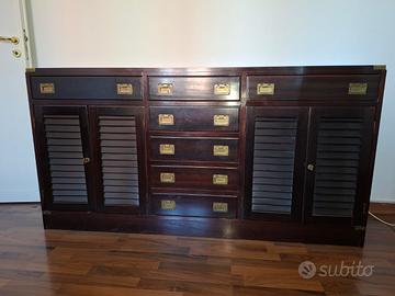 credenza  in legno scuro stile marina militare