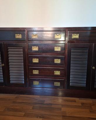 credenza  in legno scuro stile marina militare