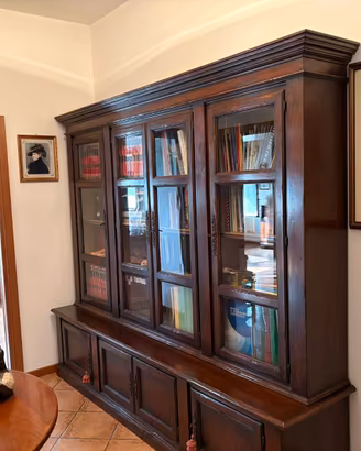 Libreria vetrina antica legno massello 4 ante