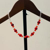 Collana vintage rossa 44,5 cm – stile estivo retrò