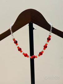 Collana vintage rossa 44,5 cm – stile estivo retrò