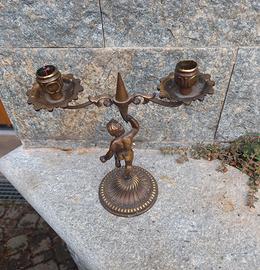candelabro putto in ottone