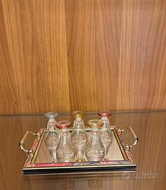 Servizio set liquore vintage anni 70/80 e vassoio