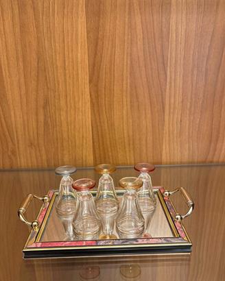 Servizio set liquore vintage anni 70/80 e vassoio