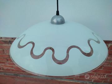 lampadario moderno a campana in vetro bianco 