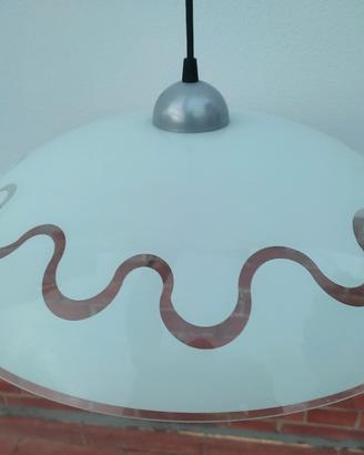 lampadario moderno a campana in vetro bianco 