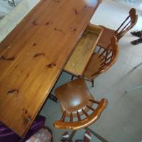 TAVOLO IN LEGNO MASSELLO ARTIGIANALE CON SEDIE