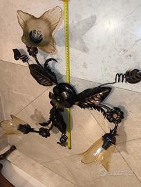 Plafoniera vintage 3 luci in ferro/metallo modella